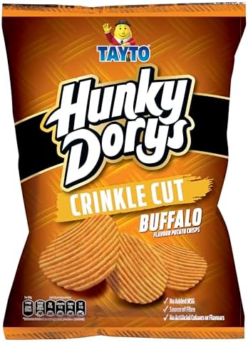 Tayto Hunky Dorys Buffalo Flavor Crinkle Cut Potato Crisps, 130g (4.58 oz), Pack of 3