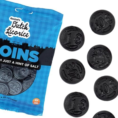 Dutch Licorice Coins, 5.29 Ounce Bags (Pack of 12), Black Licorice Candy