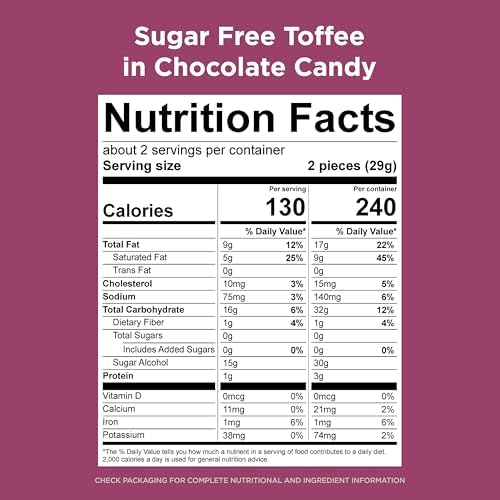 RUSSELL STOVER Sugar Free Toffee Squares in Chocolate Candy, 2 oz. bag (Pack of 10)