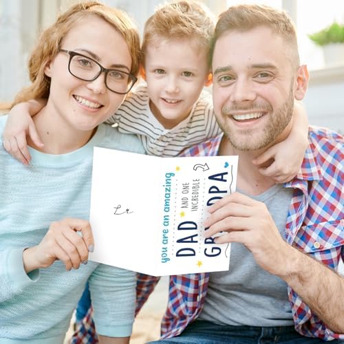 Happy Fathers Day Card for Grandad,Father's Day Gift from Kid Grandson Granddaughter,Grandpa Birthday Card,You Are An Amazing Dad and One Incredible Grandpa
