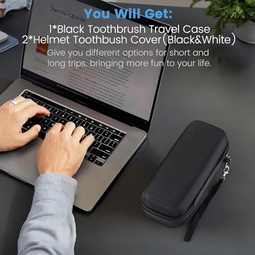 Frekare Toothbrush Travel Case Compatible with Oral-B/Oral-B Pro 1000/Philips Sonicare 4100 Electric Toothbrush, with Mesh Pocket for Accessories & 2pcs Toothbrush Head Covers for Protection
