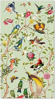 40 Pcs Floral Bird Paper Napkins, Vintage Bird Flower Guest Paper Napkins Disposable, Flower Dinner Hand Napkin for Wedding, Birthday, Bridal Showers, Baby Showers, Kitchen & Bathroom, 4.5x8 Inch