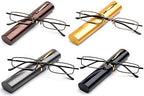 Newbee Fashion -4 Pack Compact Reading Glasses in Aluminum Case Spring Hinged Metal Reading Glasses in Tube Portable Light Weight Reading Glasses 1.75