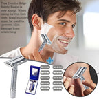 Double Edge Safety Razor for Unisex, 10 Platinum Coated Double Edge Blade Refills Safety Razo, Women Men's Razor with a Delicate Box,