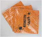 60 count Orange Spider Paper Napkins - Disposable Dinner Napkins for Halloween Get-together, DIY Parties, Unfolded 13x13 inches, 2-Ply