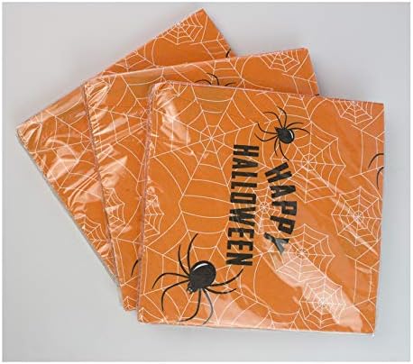 60 count Orange Spider Paper Napkins - Disposable Dinner Napkins for Halloween Get-together, DIY Parties, Unfolded 13x13 inches, 2-Ply