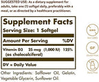 Solgar Vitamin D3 (Cholecalciferol) 25 MCG (1000 IU), 250 Softgels - Helps Maintain Healthy Bones & Teeth - Immune System Support - Non-GMO, Gluten-Free, Dairy Free - 250 Servings