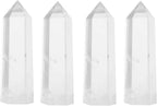 Luckeeper 4" Clear Quartz Crystal Wand Obelisk | Polished 6 Faceted Reiki Chakra Meditation Therapy,4PCS