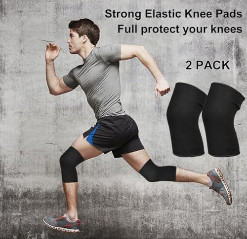 Knee Brace 2 Pack Knee Pads, 1 Pair Knee Braces Compression Sleeves For Women Men, Knee Protector for Knee Pain Joint Protect Knee Support For Sport Running Fitness Football Basketball (Black)