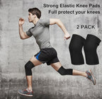 Knee Brace 2 Pack Knee Pads, 1 Pair Knee Braces Compression Sleeves For Women Men, Knee Protector for Knee Pain Joint Protect Knee Support For Sport Running Fitness Football Basketball (Black)