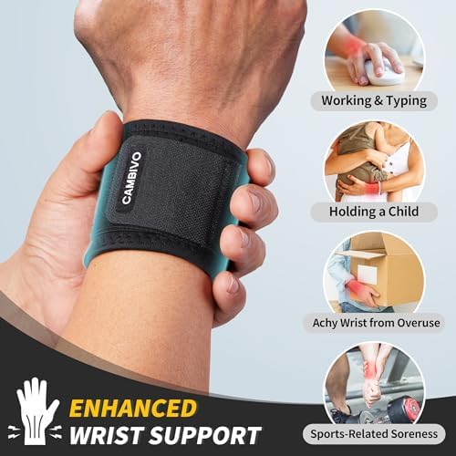 CAMBIVO Wrist Wraps for Men and Women 2 Pack, Adjustable Compression Wrist Brace for Carpal Tunnel, Wrist Support, Pain Relief, Lifting Straps Wrist Bands for Fitness, Weightlifting, Gym Workout