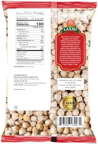 Laxmi Kabuli Chana White Chickpeas - Whole Chana, 4 Pound Bag