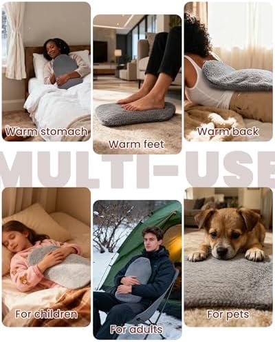 DEFUNX Hot Water Bottle with Cover Extra Large Rubber Hot Water Bag for Pain Relief, Cramps, Bed Warmer, Hot and Cold Therapy, Orange Faux Fur Cover, 2.8 Liter