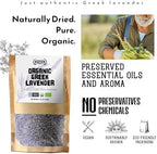 Apsogo Organic Greek Lavender Flowers - Dried Culinary Lavender Buds for Tea, Baking & Sachets - Organic Lavender Tea, Strong Aroma, Relaxation & DIY Use - Resealable Pouch 1.76 oz