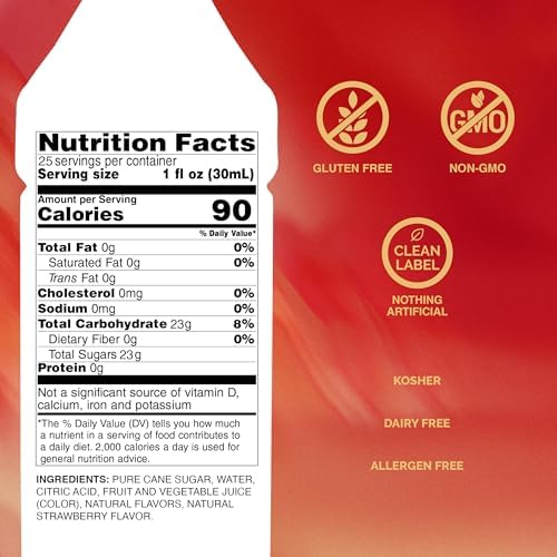 Monin - Strawberry Syrup, Mild and Sweet, Great for Cocktails and Teas, Gluten-Free, Non-GMO (750 ml)