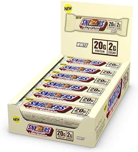 Snickarss HI-Protein Bar Chocolate Delicious Recovery Fuel for Fitness & Snacking (12 Pack, White)