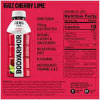 BODYARMOR ZERO Sugar Cherry Lime Electrolyte Drink, Natural Flavors, 16 Fl Oz Bottles (12 Pack), B Vitamins & Antioxidants Sugar Free Hydration