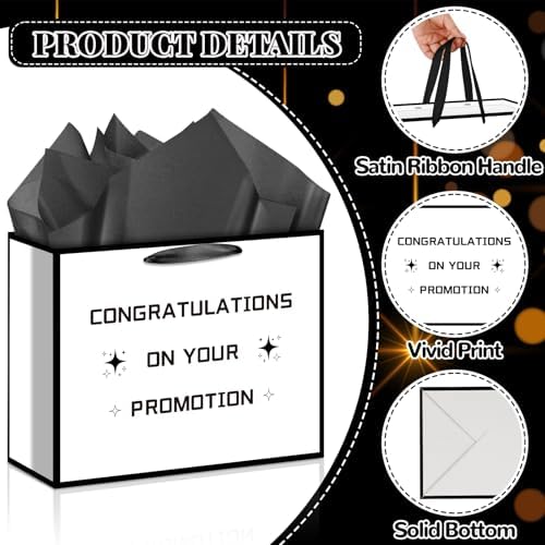 Promotion Gift Bag New Job Gift Bag with Wrapping Paper Card Sticker Envelope Congratulation Gifts for Her Him Coworkers Boss Getting Promoted Party Decorations Funny Coworker Leaving Going Away Gifts