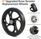 BlessReach 2PCS 8 Inch Walker Wheel, 5/16" (10 mm) Bearing Solid Replacement Wheels for,Knee scooter (8 Inch) (10mm)