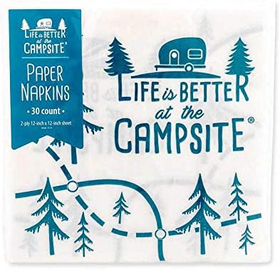 Camco 53375 Life is Better at The Campsite Paper Napkins, Map Design - Great for Everyday Meals and Special Occasions - 2-Ply, 30 Count