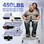 5 in 1 Patient Hydraulic Lift Transfer Chair, 180° Split Seat Commode Wheelchair, Height Adjustable, 440 lb Capacity Patient Transfer Chair for Elderly, Home Transfer Chairs for Seniors Handicapped