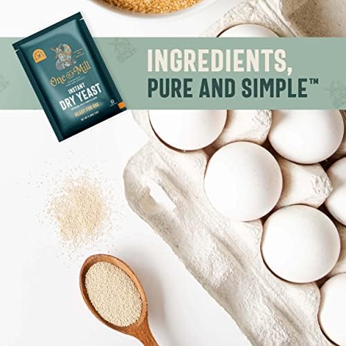 One in a Mill Instant Dry Yeast Packets | Fast Acting Self Rising Yeast for Baking Bread, Cake, Pizza Dough Crust | Kosher | Quick Rapid Rise Leavening Agent for Pastries | 12 Packets
