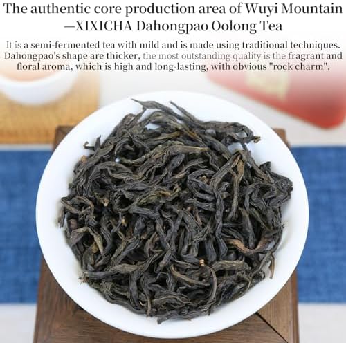 XIXICHA Dahongpao Oolong Tea 4.23oz (120g) China Wuyi Mountain Big Red Robe Oolong Tea Natural Loose Leaf Tea Strong fragrance Flower Fragrance Chinese Tea（96 cups） 特级大红袍 乌龙茶 中国功夫岩茶