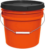 3.5-Gallon Bucket with Airtight Lid – Made in USA, Food Grade BPA Free Plastic, Heavy Duty Multi-Use, Metal Handle with Grip, Stackable Storage – Orange, 1 Pack