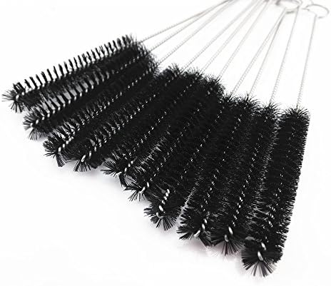 yueton?Pack of 10 Black Nylon Tube Pipe Nozzle Brush Dia 10mm with Wire Loop Handle