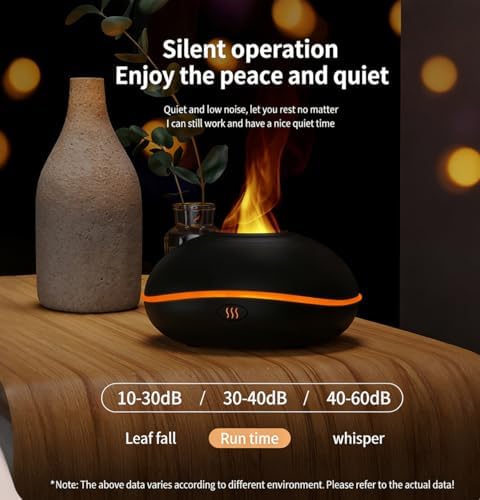 ThreeH USB Essential Oil Diffuser 200ml Ultrasonic Aromatherapy Humidifier with 7-Color LED Mood Light & Auto Shut-Off for Bedroom Office Home(Black)