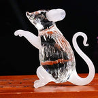 VIGANI Glass Crafts, Home Ornaments, Cute Mouse Crystal Figurine Rat Ornament Glass Animal Miniature Romantic Handmade Gifts for Household Office Accessories