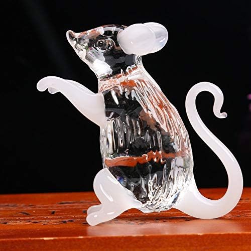 VIGANI Glass Crafts, Home Ornaments, Cute Mouse Crystal Figurine Rat Ornament Glass Animal Miniature Romantic Handmade Gifts for Household Office Accessories