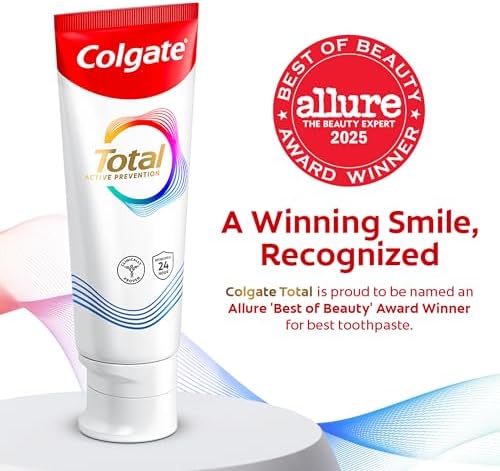 Colgate Total Whitening Toothpaste Paste, 5.1 oz, 2 Pack, Fluoride Antibacterial for Plaque, Gingivitis, Sensitivity, Stain Removal, Clinically Proven, Mint