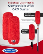 Microfiber Duster Refills Compatible with OXO Good Grips Hand Duster, Reusable Dusters Refill Washable Head Replacement for OXO Extendable Dusters for Cleaning -2 Pack, Red