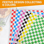 240Pcs Wax Paper Sheets for Food, 12x12 In Variety Pack Checkered Food Basket Liners, Grease Resistant Sandiwch Wrapping Paper, Festive Design Deli Sheets For Party, Fair and Outdoors Kovpnor