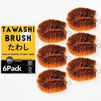 Pack of 6 Tawashi Vegetable Scrub Brush,100% Natural Coconut Coir Fiber VegetableBrush, Ideal for Fruit Scrub, Kitchen Cleaning Needs, Kamenoko Japanese Design