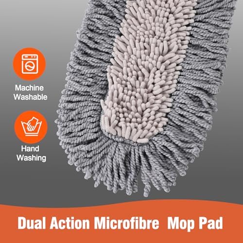 CLEANHOME Microfiber Dust Mop for Hardwood Floor Cleaning, Dry and Wet Baseboard and Floor Duster, Household Cleaning Tool for Kitchen, Bathroom