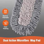 Microfiber Dust Mop for Hardwood Floor Cleaning, Dry and Wet Baseboard and Floor Duster, Household Cleaning Tool for Kitchen, Bathroom