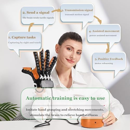 DZKJ Robot Gloves for Hand Training and Rehabilitation for Hemiplegia Stroke Paralysis Arthritis Patient Physical Robotic Gloves for Stroke Rehab for Relieve Wrist and Thumb Pain