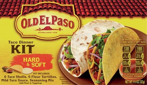 Old El Paso Hard and Soft Taco Dinner Kit, Meal Prep, 12 Ct, 11.4 oz