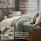 BOLL & BRANCH Signature Hemmed Sheet Set - Full, Mineral - Luxury 100% Organic Cotton - Includes 1 Flat, 1 Fitted, 2 Pillowcases - Buttery Soft