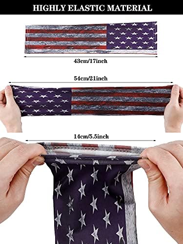 Geyoga 9 pairs American Flag Arm Sleeves for Men Women, 250th Anniversary Independence Day Cooling Sun Protection Sleeves, Ice Silk Faith Cross Arm Covers for Baseball Football Cycling Outdoor Sports
