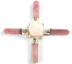 Jet Rough Rose Quartz 4 Point Energy Generator – Natural Healing Crystal for Love, Harmony, Chakra Balancing, Meditation, Reiki, Positive Energy, Home & Office Vastu Decoration