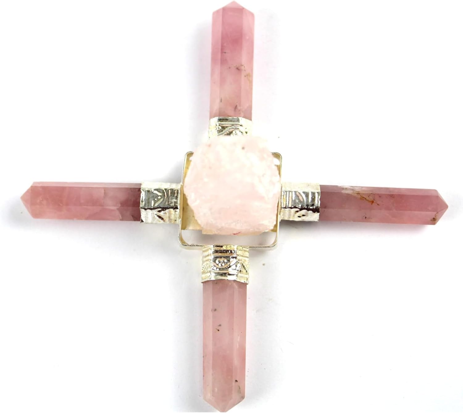 Jet Rough Rose Quartz 4 Point Energy Generator – Natural Healing Crystal for Love, Harmony, Chakra Balancing, Meditation, Reiki, Positive Energy, Home & Office Vastu Decoration