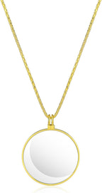 5X Magnifying Glass Necklace Monocle, Necklace Magnifier Glass Gold Costume Prop with 1.7 Inch Glasses Lens and 35inch Long Chain, Magnifying Pendant Eyepiece for Library Reading Newspaper