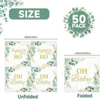 50pcs Eucalyptus Leaf Oh Baby Napkins Greenery Baby Shower Party Supplies Sage Green Luncheon Napkins Disposable Paper Napkins for Baby Shower Boys Girls Kids Table Decorations