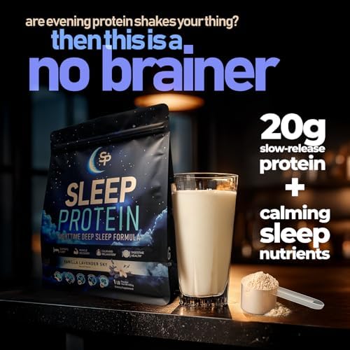 SleepProtein™ Nighttime Casein Recovery Shake – 20g Slow-Release Protein for Overnight Muscle Repair & Deep Sleep Support – Melatonin-Free, GLP-1 Friendly, with Magnesium, GABA, Theanine & Tryptophan
