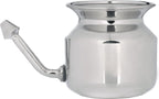 HealthGoodsIn Ultra Durable High Grade Stainless Steel Neti Pot for Nasal Irrigation + Neti Salt + 1 Cleaning Brush for Spout