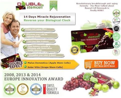 10 Packs Phytoscience Double Stem Cell Anti Aging Acne Treatment Supplement Acai Berry Extract Blueberry Reduce Wrinkles Pores Pimples Fine Lines Skin Texture (14 Sachets/Pack)