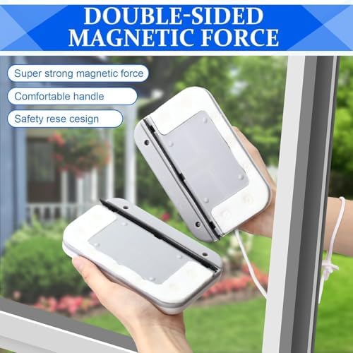Magnetic Windshield Cleaner Tool Set, Magnetic Window Cleaner Tool, Widen Double-Sided Window Cleaner, Windshield Magnetic Car Window Cleaner, Glass Thickness 3-10mm for High Rise Car Glazed.